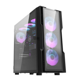 Darkflash DK431 Stikla datora korpuss (melns) + 4 RGB ventilatori