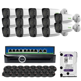 Tiandy FULL-COLOR-14X IP stebėjimo rinkinys su 14 kulkų kameromis 4MP spalvų kūrėjas