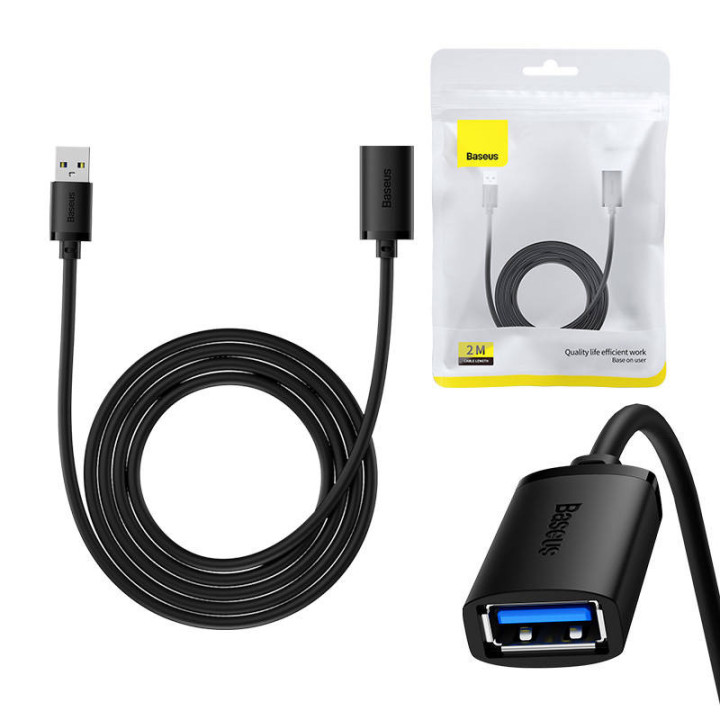 USB 3.0 pikenduskaabel Baseus isasest emasele, AirJoy seeria, 2m (must)