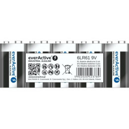 5x everActive Pro Alkaline 9V 550mAh 6LR61 6LF22 E-Block professionaalne tööstusaku 5tk