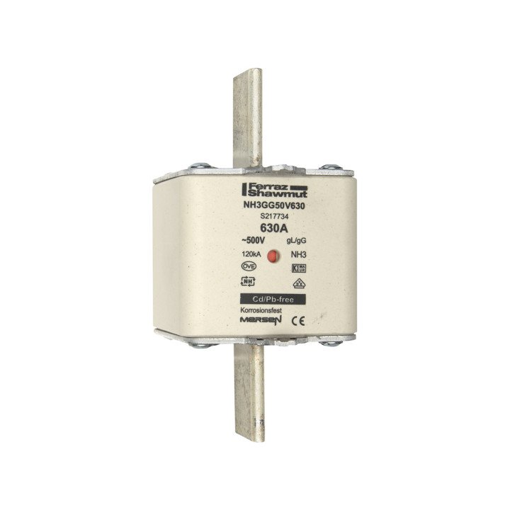 NH fuse-link gG, 500VAC, size 3, 630A double indicator/live tags