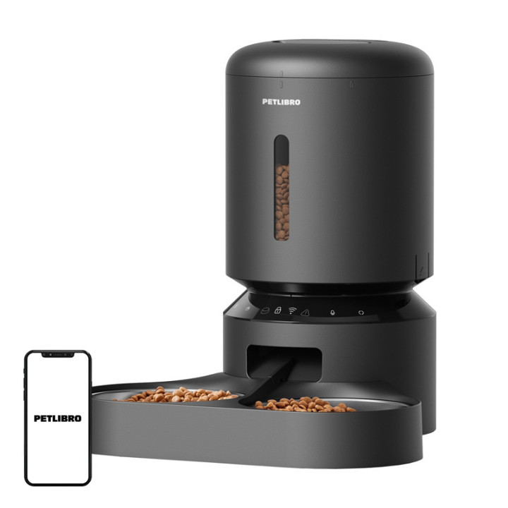 Petlibro Granary Food Districer, jossa on kaksoiskulho, Wifi, 5L (musta)
