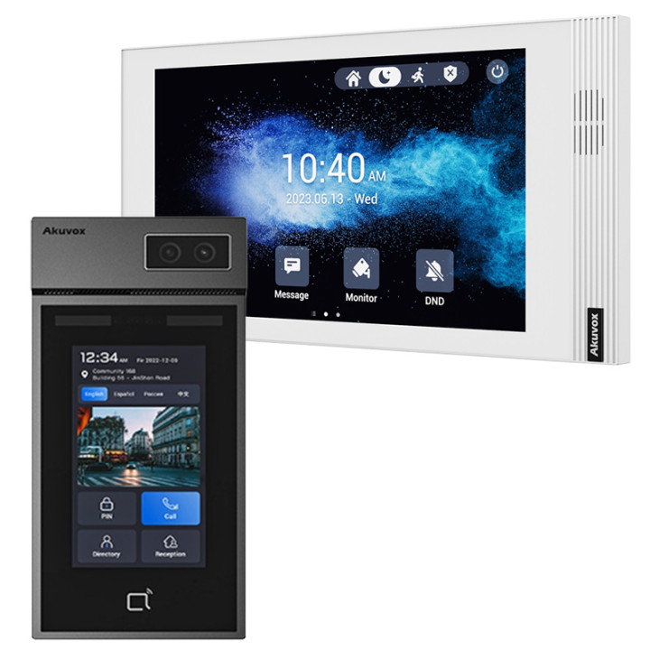 Akuvox S535 āra panelis + S562W balts monitors Wi-Fi PoE Linux video durvju zvana komplekts