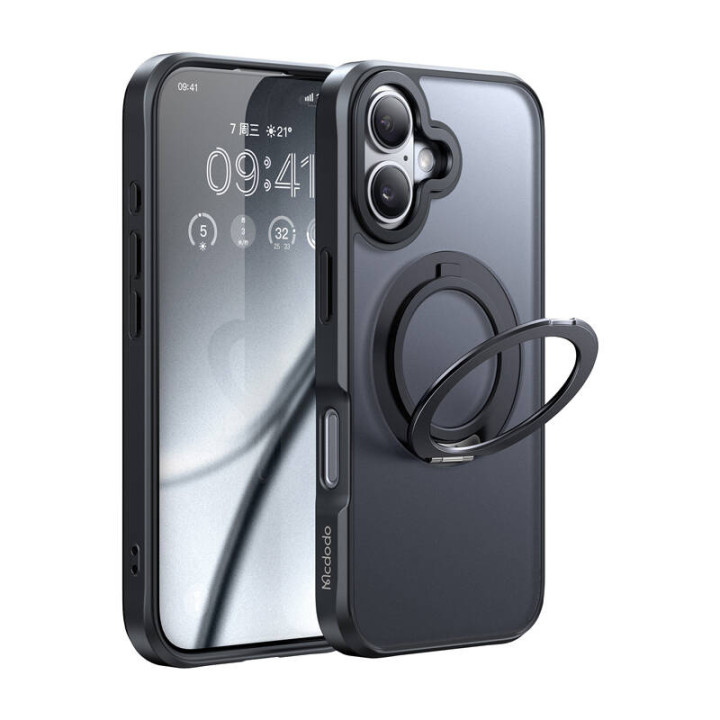 McDodo PC-4931 MagSafe Case for iPhone 16 Plus with Stand (Black)