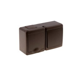 BETA block surface switch + socket with grounding and cover brown IP44