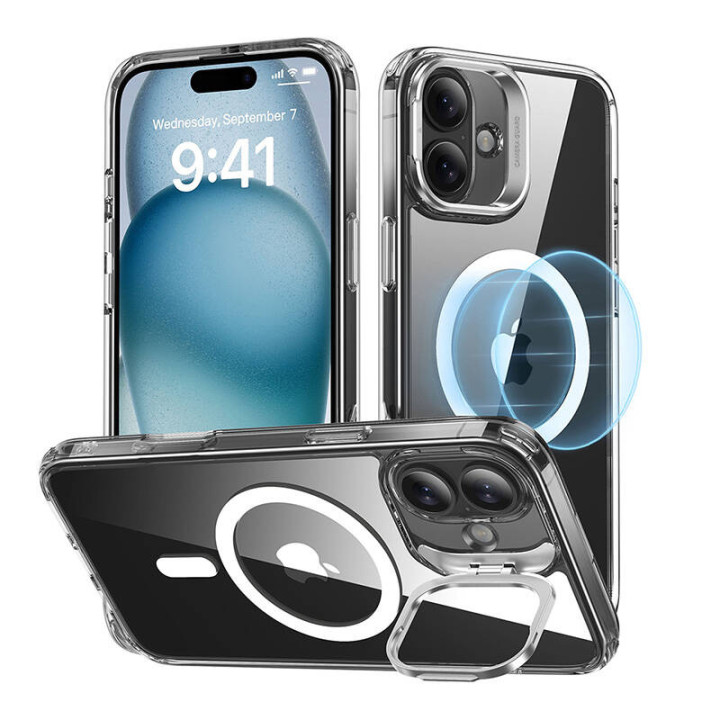 ESR Classic Hybrid (HaloLock) Case with Stand for iPhone 16 Plus (Transparent)