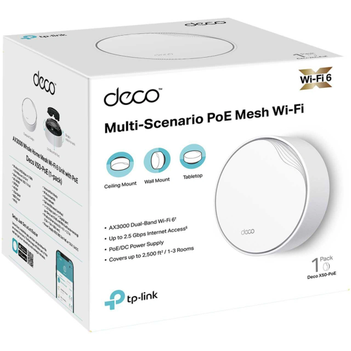 TP-LINK DECO X50-POE namų „Wi-Fi Mesh“ sistema (1 pakuotė)