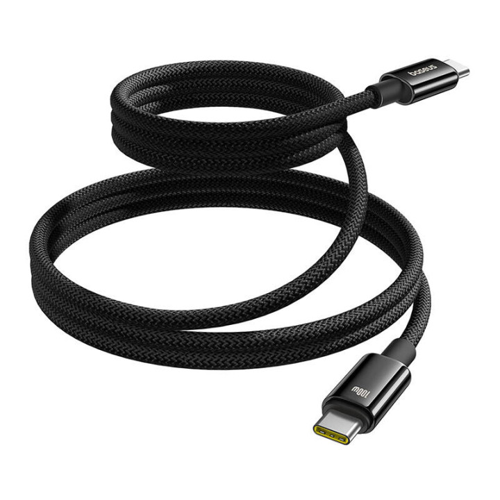 Baseus volframa zelta uzlādes kabelis no USB-C līdz USB-C 100 W 1 m (melns)