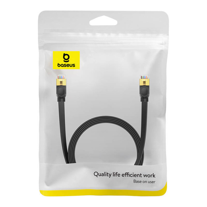 Baseus Cat 7 UTP Ethernet RJ45 kabelis Plokščias 3 m juodas