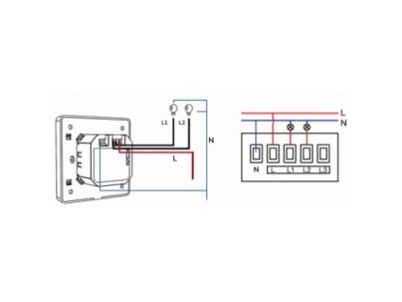 Slēdzis 2 ķēdes balts KT ZigBee TUYA sērija