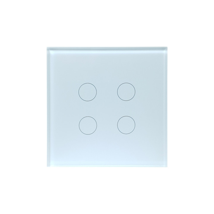 SmartWise T4 EU 4C UNI (R3), balts, 4 grupu, WiFi+RF viedais gaismas slēdzis (darbojas ar vienu strāvu vadu un ar strāvu + neitr