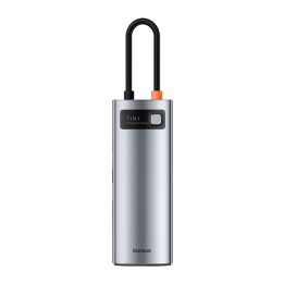 Keskitin 7in1 Baseus Gleam, USB-C - 1 x HDMI4K 60 Hz + 3 x USB3.0 + 1 x PD + 1 x SD/TF (harmaa)