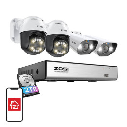 IP kamera ZOSI 2 gab C296 WiFi 5MP & 2 gab C182 WiFi 8MP + NVR 8ch + 2TB HDD