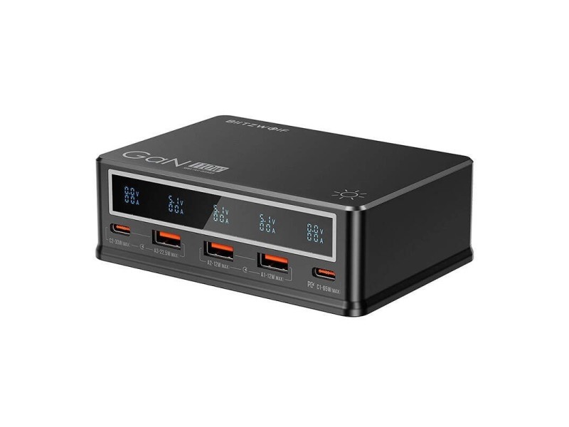 Galda lādētājs Blitzwolf BW-i9 110W PD 3xUSB-A, 2xUSB-C (melns)