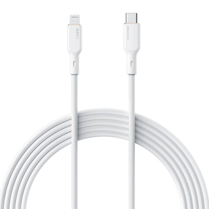 USB-C ja Lightning kaabel Aukey CB-SCL1, 27 W, 1 m (valge)