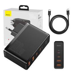 Ceļojumu lādētājs Baseus GaN2 Pro Quick 2x USB + 2x USB-C, 100W, EU (melns)
