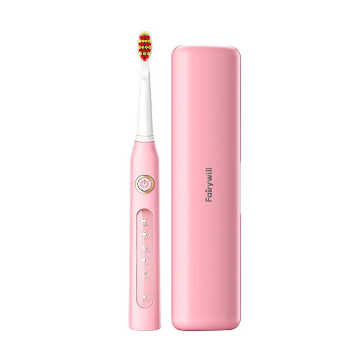 Звуковая зубная щетка с насадкой и футляром FairyWill FW-507 Plus (розовая)