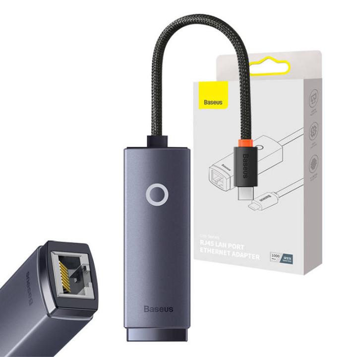 Tinklo adapteris Baseus Lite Series USB-C iki RJ45 (pilkas)