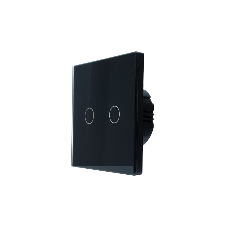 SmartWise T62 UNI Wi-Fi + eWeLink-Remote, 2-gang smart wall switch , universial wiring, black touch panel
