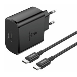 Foneng EU62 USB-C 45W maitinimo įkroviklis + USB-C laidas (juodas)