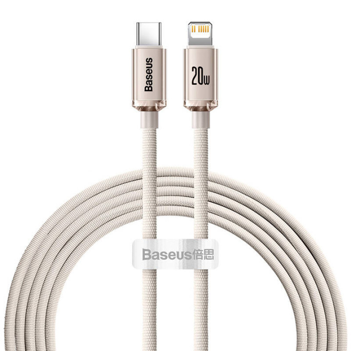 Baseus Crystal Shine USB-C prie IP kabelis, 20W, 2m (rožinis)
