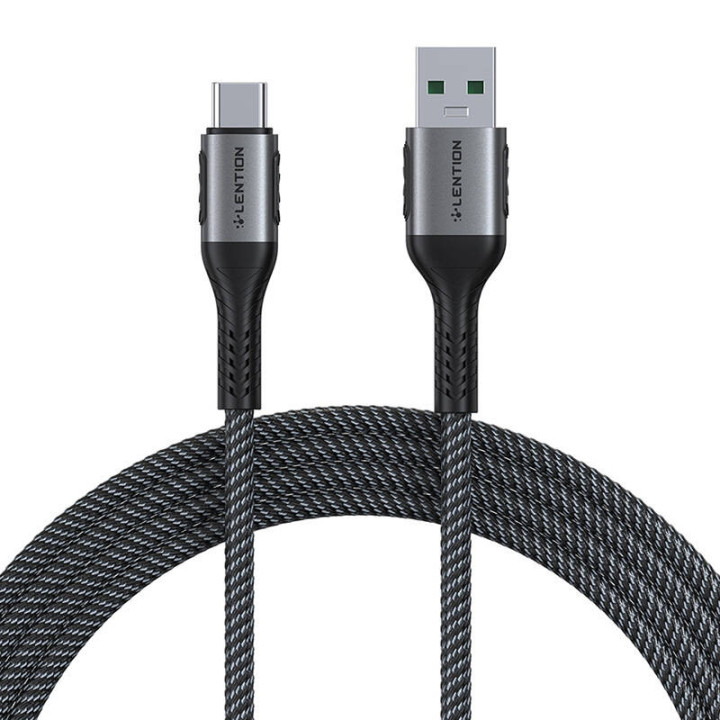 USB-A 3.1 kuni USB-C kiirlaadimiskaabel Lention CB-ACE-6A1M, 6A, 10Gbps, 1m (must)