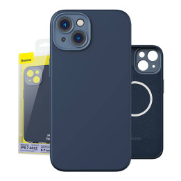 „Baseus“ skysto silicio magnetinis dėklas ir grūdintas stiklas, skirtas „iPhone 14 Plus“ (mėlynas)