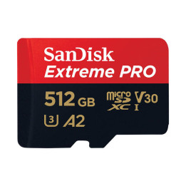 Atmiņas karte SANDISK EXTREME PRO microSDXC 512GB 200/140 MB/s UHS-I U3 (SDSQXCD-512G-GN6MA)