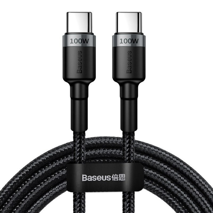 Baseus Cafule PD2.0 100 W blykstės įkrovimas USB C tipo kabeliui (20V 5A) 2m pilka+juoda