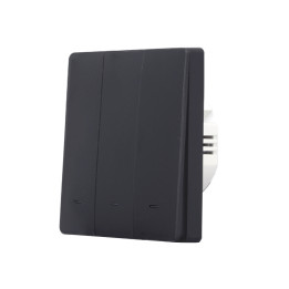 SmartWise B63 UNI Zigbee 3.0 + RF, 3 dalių išmanusis sieninis jungiklis, universalus laidas, fizinis mygtukas, juodas