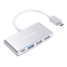 Lention 4in1 Hub USB-C kuni USB 3.0 + 2x USB 2.0 + USB-C (hõbe)