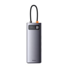 Hub 9in1 Baseus Metal Gleam Series, USB-C līdz 2x USB 3.0 + 2x HDMI + USB 2.0 + USB-C PD + Ethernet RJ45 + microSD/SD