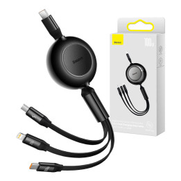 Baseus Bright Mirror 4, USB-C 3-in-1 -kaapeli mikro-USB:lle / USB-C:lle / Lightning 100 W / 3,5 A 1,1 m (musta)
