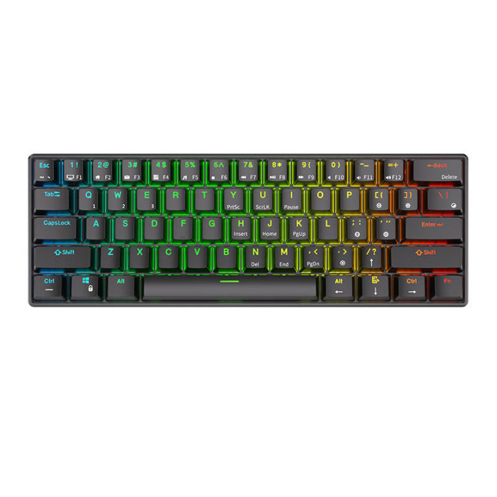 Royal Kludge RK61 RGB mehāniskā tastatūra, brūns slēdzis (melns) (QWERTY)