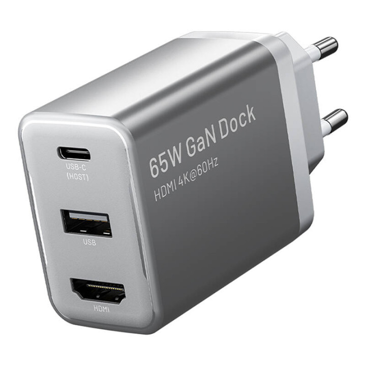 Vention FJAH0-EU USB(C+A)+HDMI GaN toitelaadija (60W/5W/4K@60Hz) (hall)