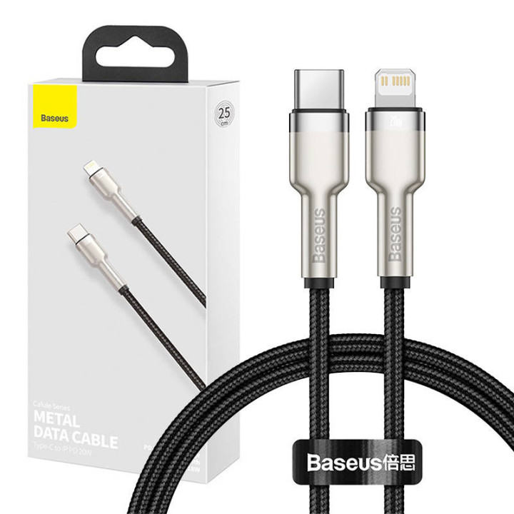 Baseus Lightning - USB-C Cafule, PD, 20W, 0,25m (tsaari)