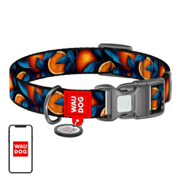 Waudog "Oranges" neilona kakla siksna ar QR kodu, L izmērs