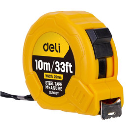 Plieninė matavimo juosta 10m/25mm Deli Tools EDL9010Y (geltona)