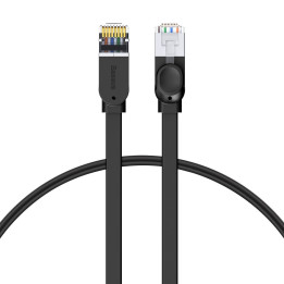 Baseus Cat 6 UTP Ethernet RJ45 -kaapeli litteä 1 m musta