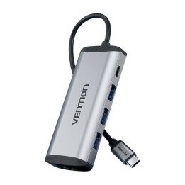 USB-C į USB-C prijungimo stotis, 3x USB3.0, PD 0,15 m ventiliacija THAHB, pilka