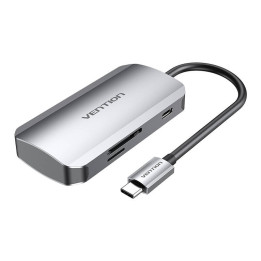 Док-станция USB-C — 3x USB3.0, SD, TF, PD 0,15 м Vention TNHHB, серый
