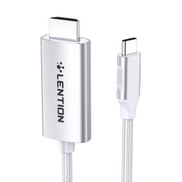 Lention CU707 USB-C uz HDMI 2.0 kabelis, 4K60Hz, 1Gbps, 3m (sudrabs)