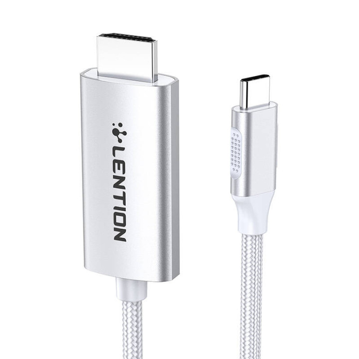 Lention CU707 USB-C - HDMI 2.0 -kaapeli, 4K60Hz, 1Gbps, 3m (hopea)