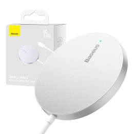 Magneettinen langaton laturi Baseus Simple Mini3 15W (hopea)