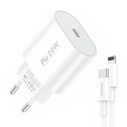 Ātrais lādētājs Foneng 1x USB PD 3.0 EU39 20W + USB C līdz Lightning