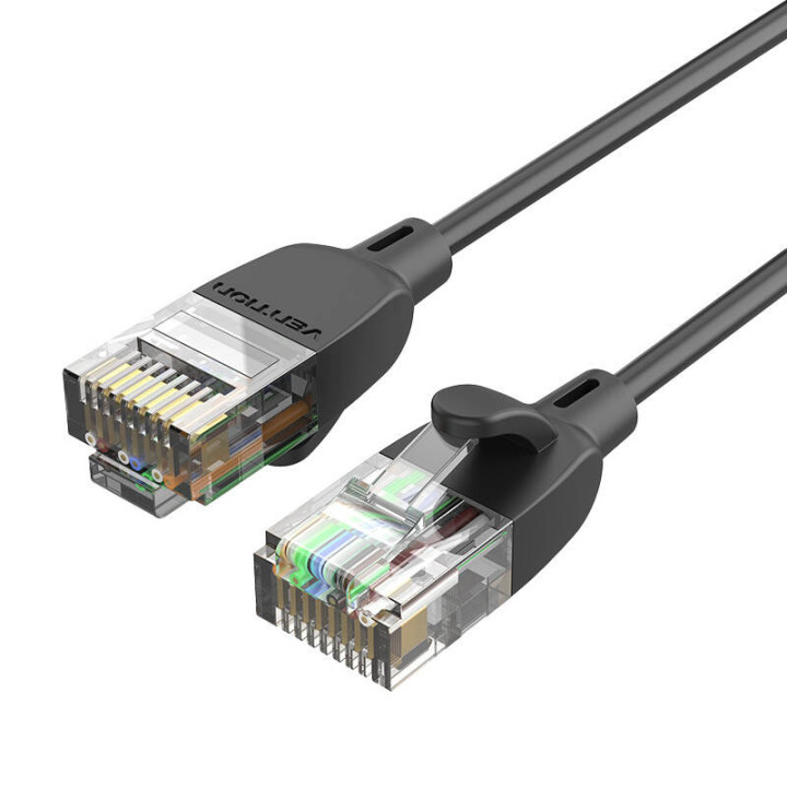 Tinklo kabelis UTP CAT6A Vention IBIBH RJ45 Ethernet 10Gbps 2m juodas plonas tipas