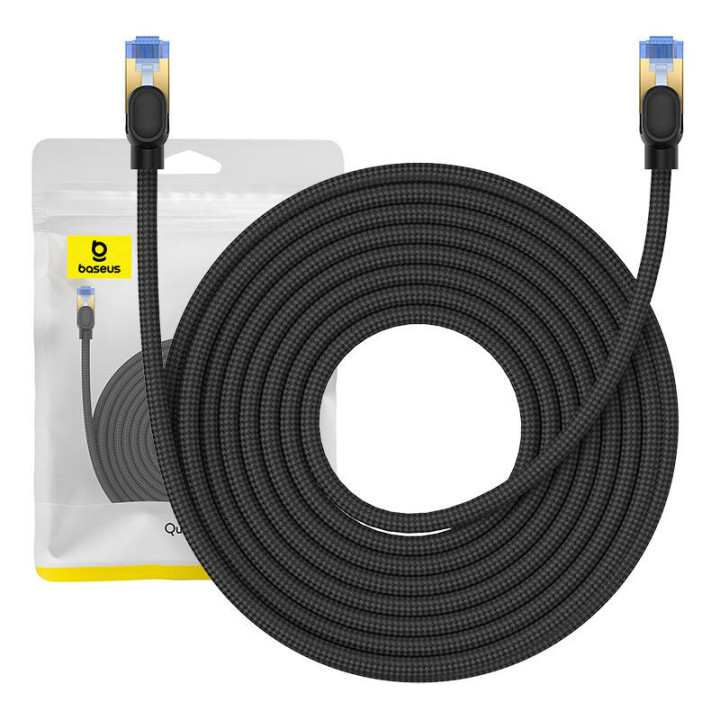 Põimitud võrgukaabel Cat.7 Baseus Ethernet RJ45, 10Gbps, 10m (must)