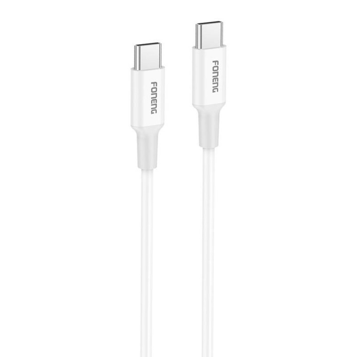 Foneng X106 60 W USB-C–USB-C kabelis, 1,2 m (balts)