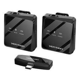 Bezvadu mikrofons x2 Vention NCBB0 USB-C (melns)