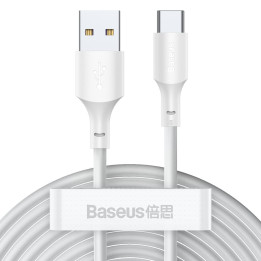 „Baseus Simple Wisdom“ duomenų kabelio rinkinys iš USB į Type-C 5A (2 vnt/komplektas）1,5 m baltas)